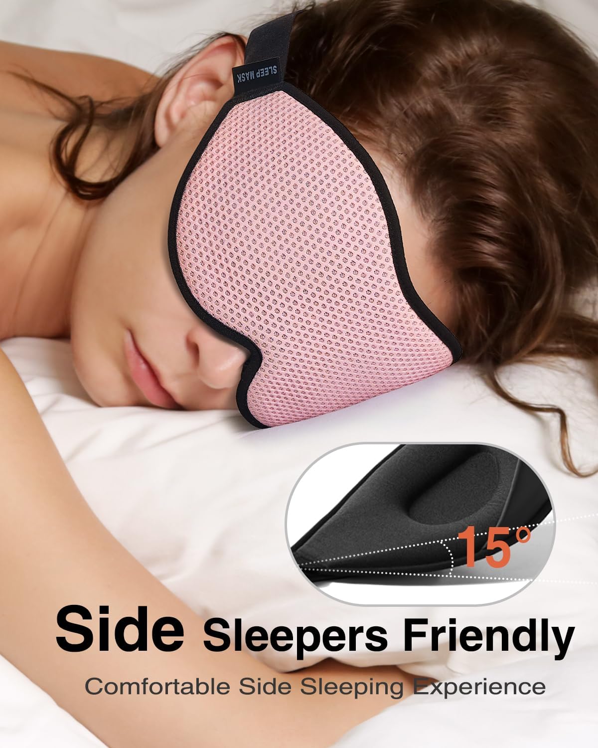 MABAO Sleep Mask for Side Sleeper, Eye Mask for Sleeping Women Men, Black
