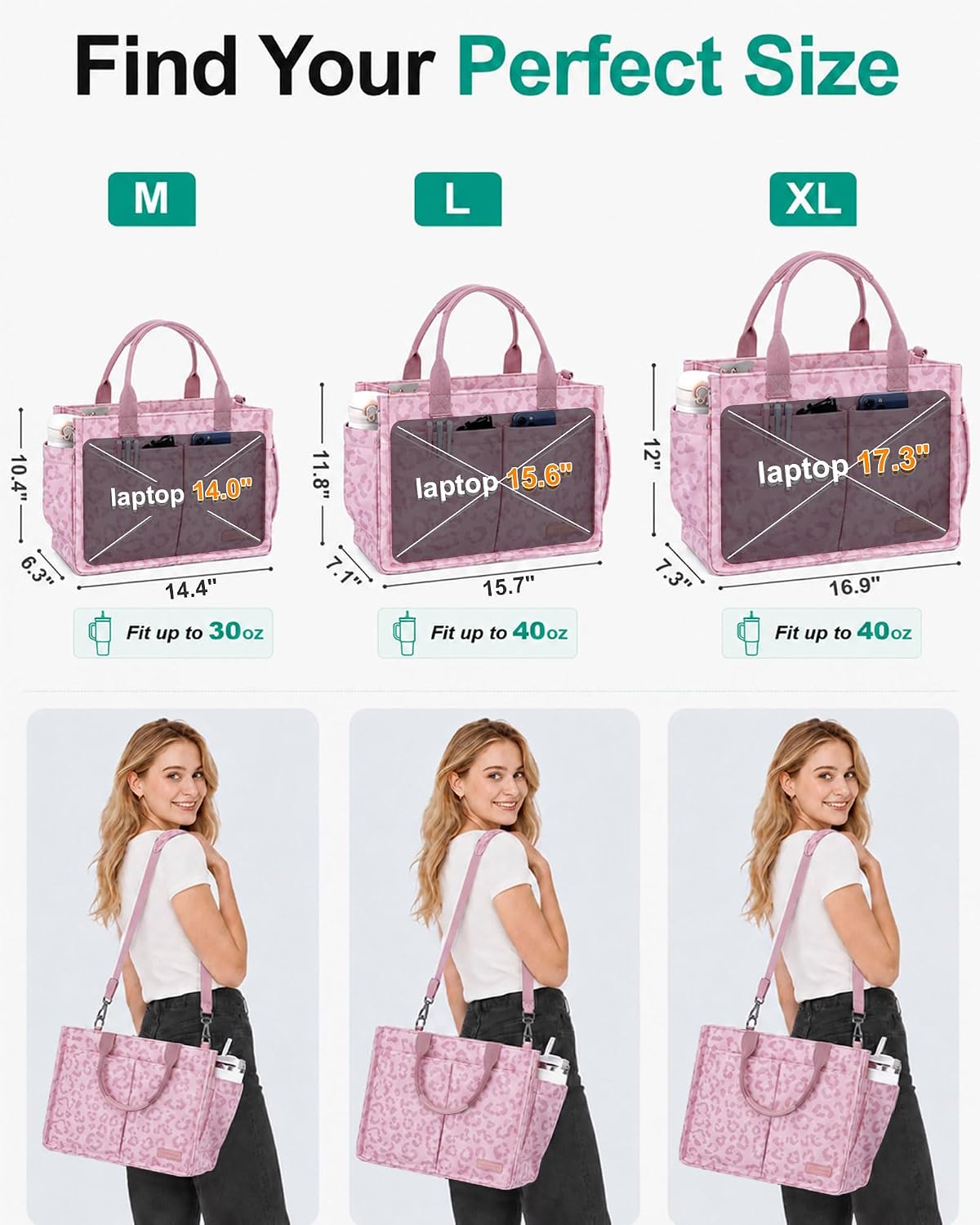 Womens Canvas Tote Bag Purse with Individual Compartment, Zipper Top, Reinforced Bottom & Luggage Sleeve