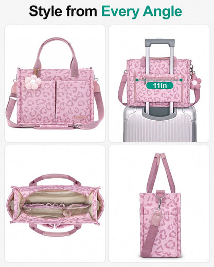 Womens Canvas Tote Bag Purse with Individual Compartment, Zipper Top, Reinforced Bottom & Luggage Sleeve