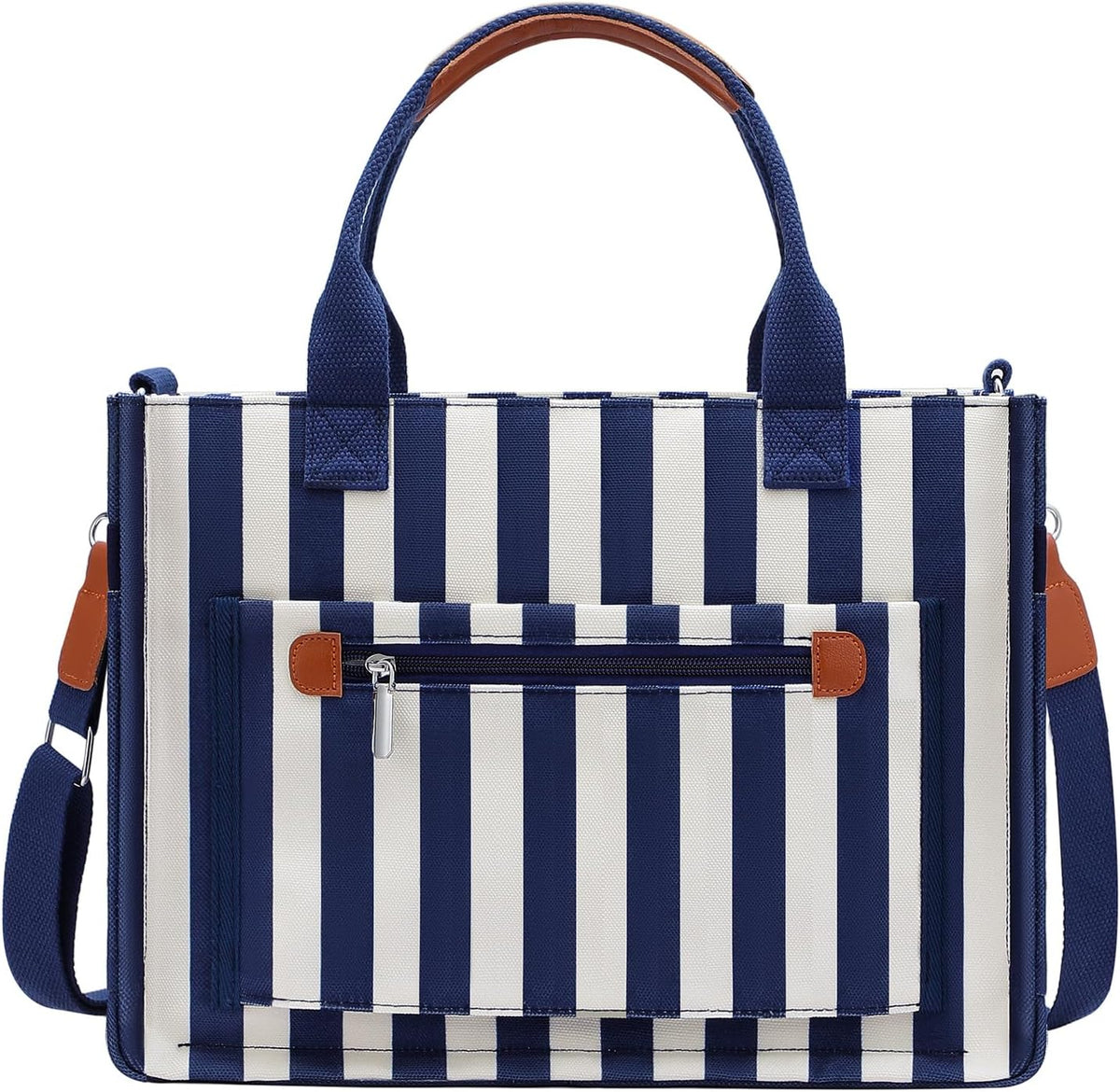 Womens Canvas Tote Bag Purse with Individual Compartment, Zipper Top, Reinforced Bottom & Luggage Sleeve