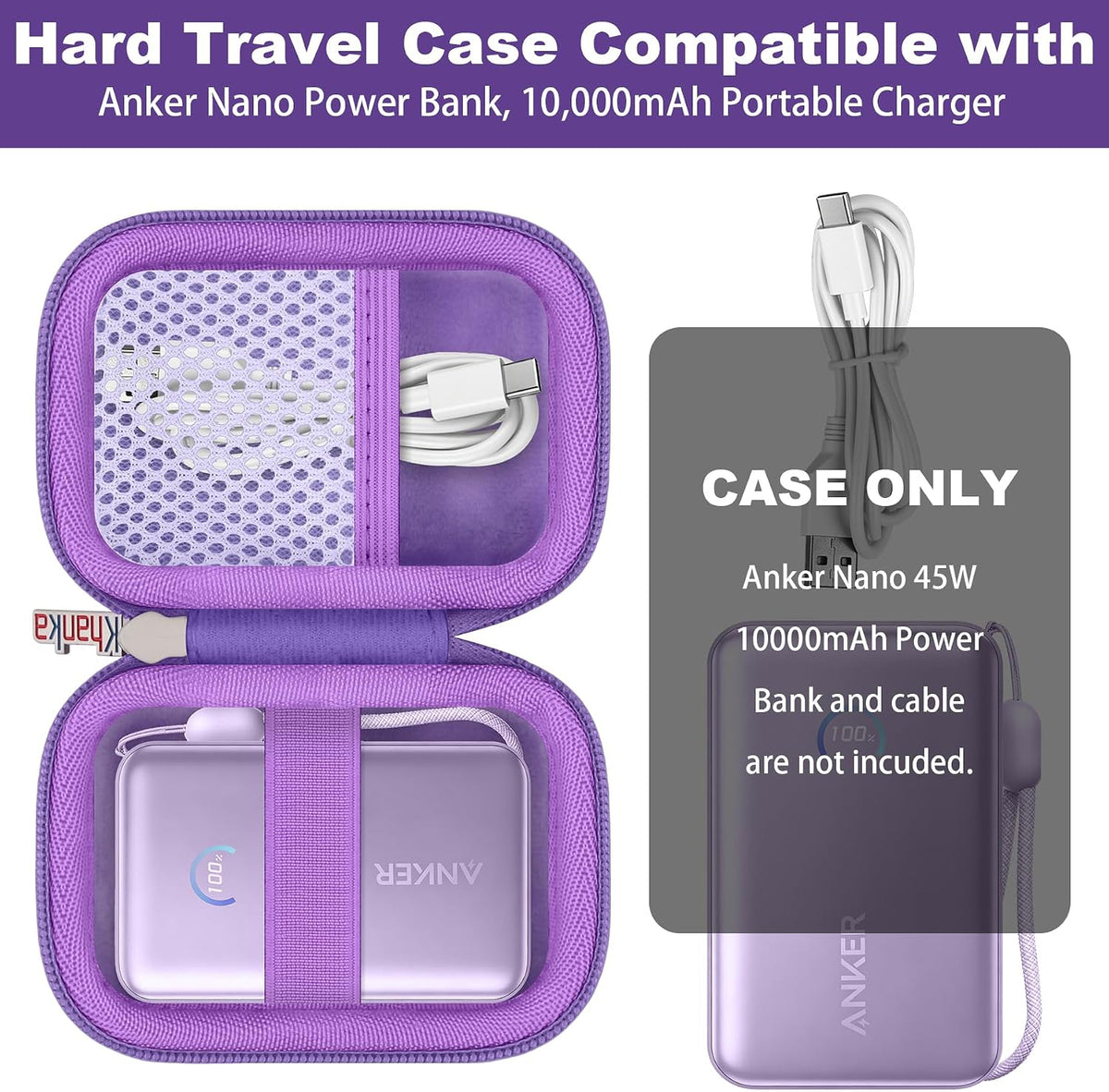 Hard Travel Case for Anker Nano Power Bank 10,000mAh 45W,Black