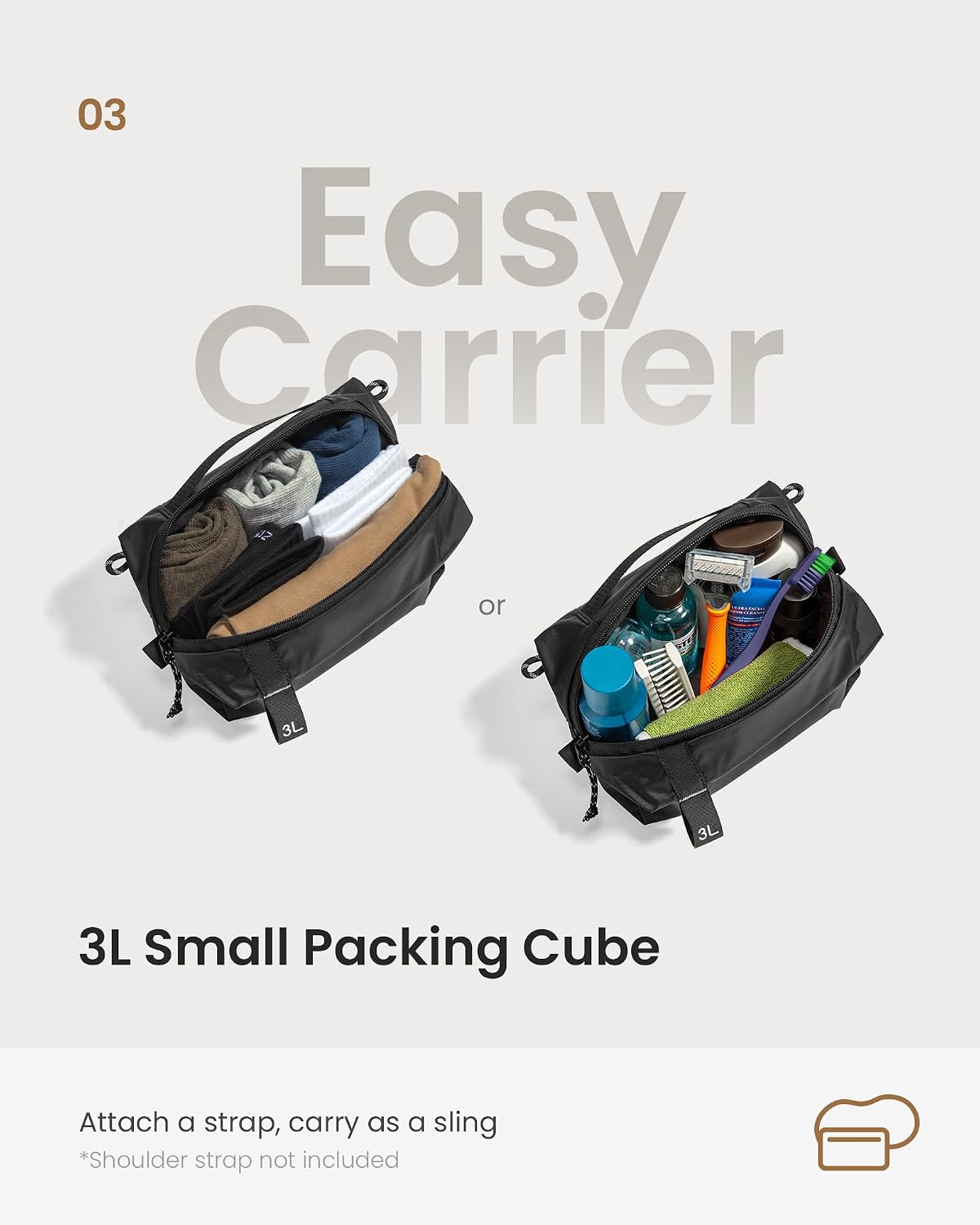 3 Set Packing Cubes for Travel, Compression Expandable Organizers