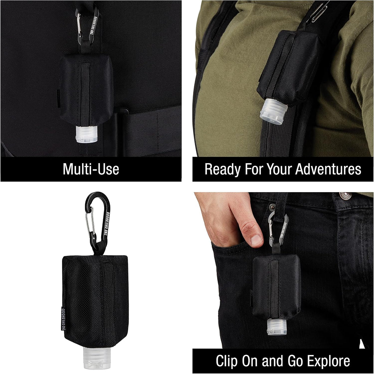Mini Travel Hand Sanitizer Keychain Holder Case, Clip-On