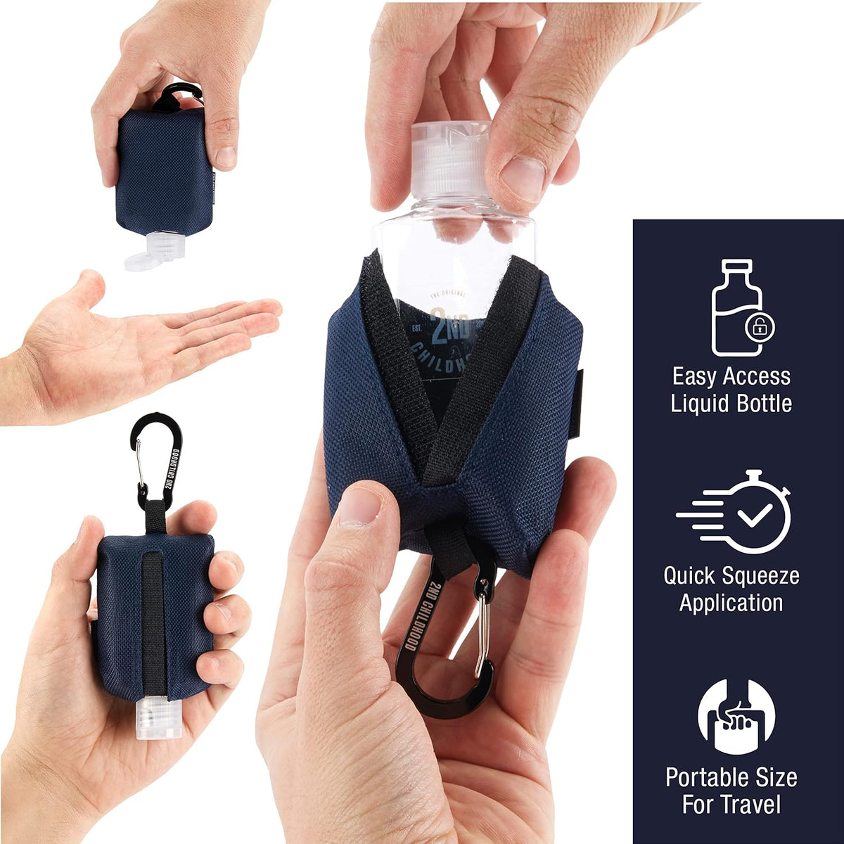 Mini Travel Hand Sanitizer Keychain Holder Case, Clip-On