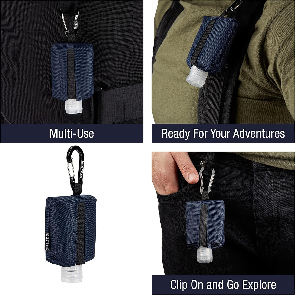 Mini Travel Hand Sanitizer Keychain Holder Case, Clip-On