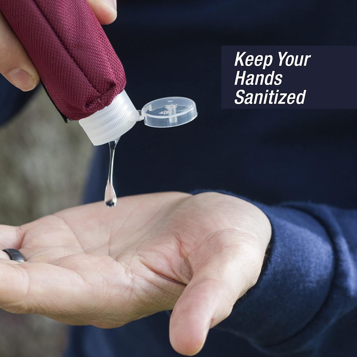 Mini Travel Hand Sanitizer Keychain Holder Case, Clip-On