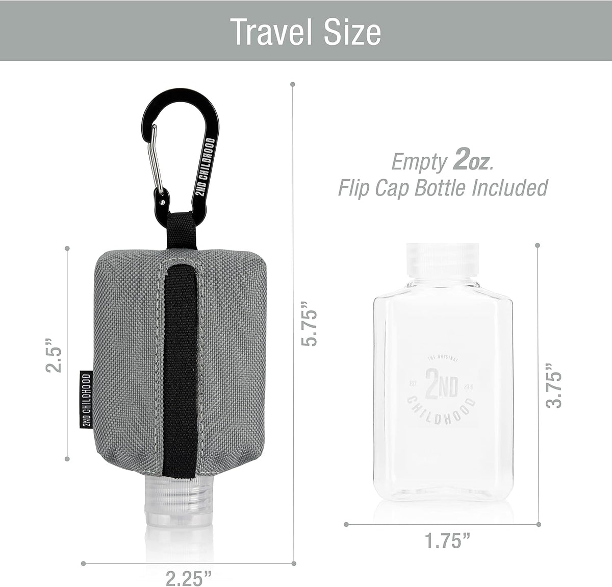 Mini Travel Hand Sanitizer Keychain Holder Case, Clip-On
