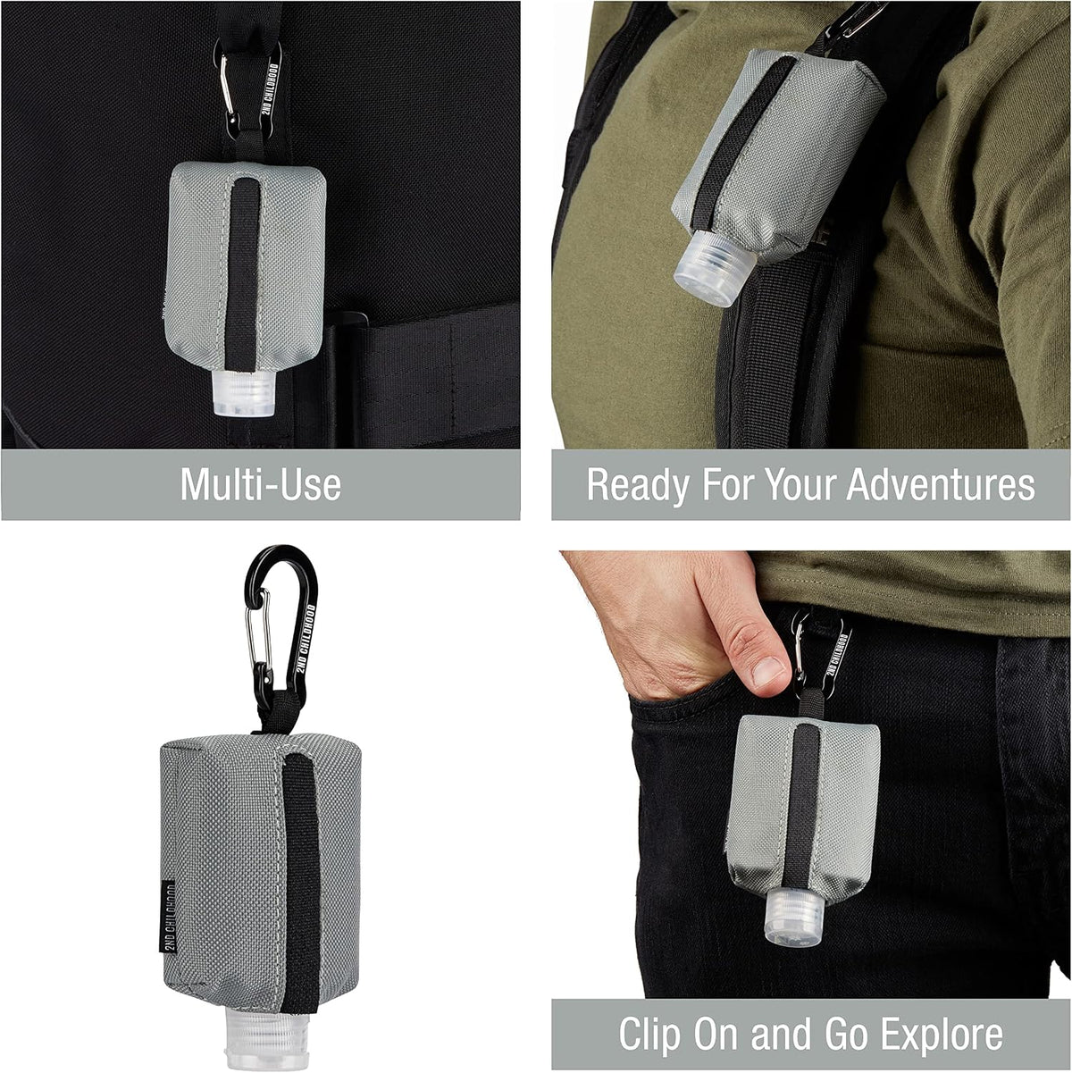 Mini Travel Hand Sanitizer Keychain Holder Case, Clip-On