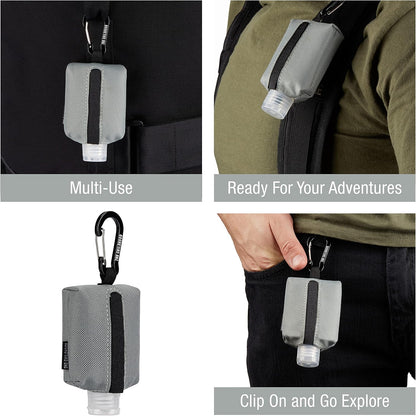Mini Travel Hand Sanitizer Keychain Holder Case, Clip-On