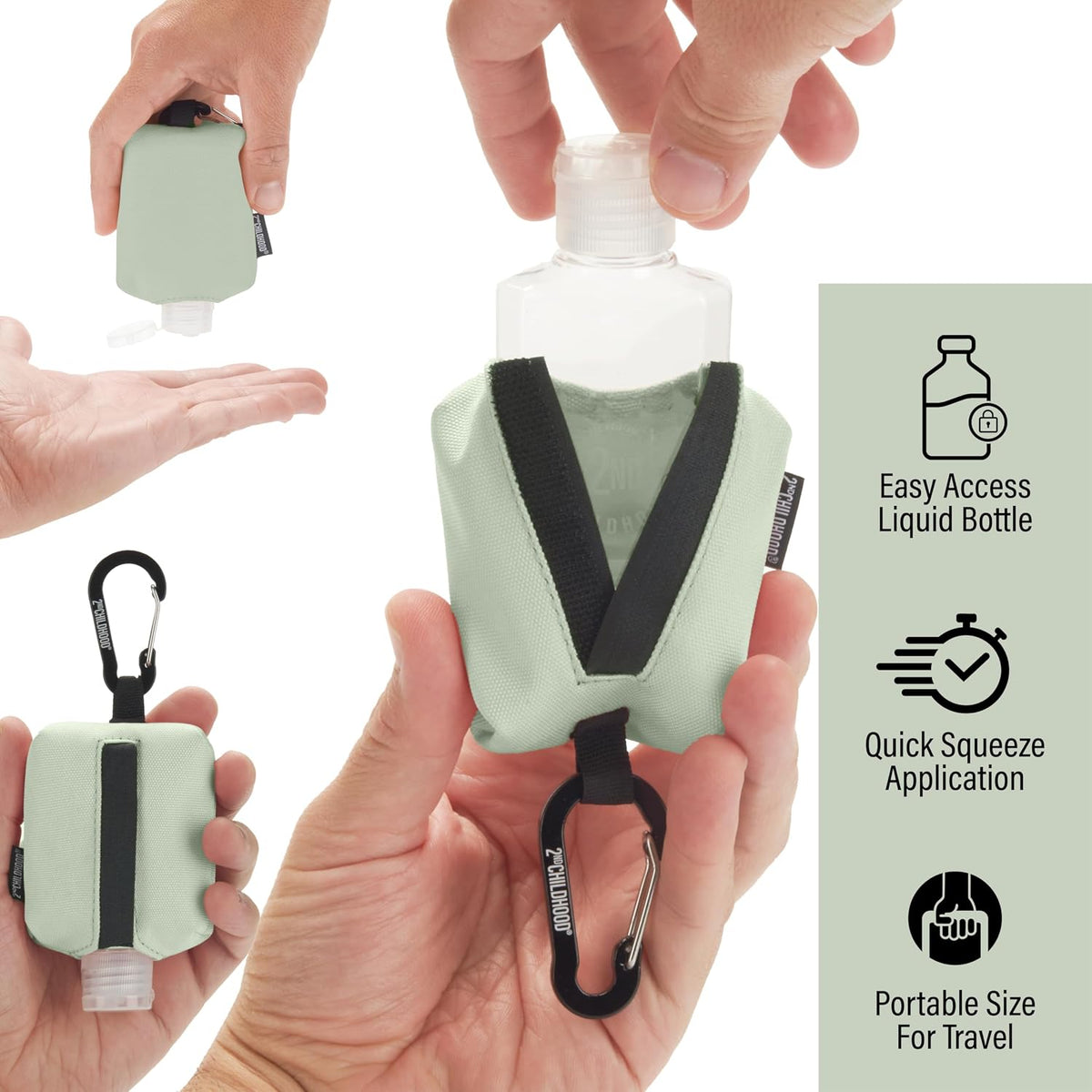 Mini Travel Hand Sanitizer Keychain Holder Case, Clip-On