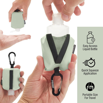 Mini Travel Hand Sanitizer Keychain Holder Case, Clip-On