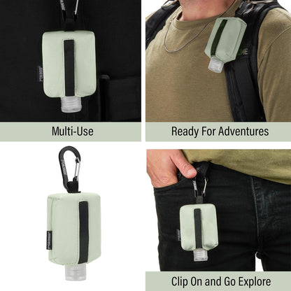 Mini Travel Hand Sanitizer Keychain Holder Case, Clip-On