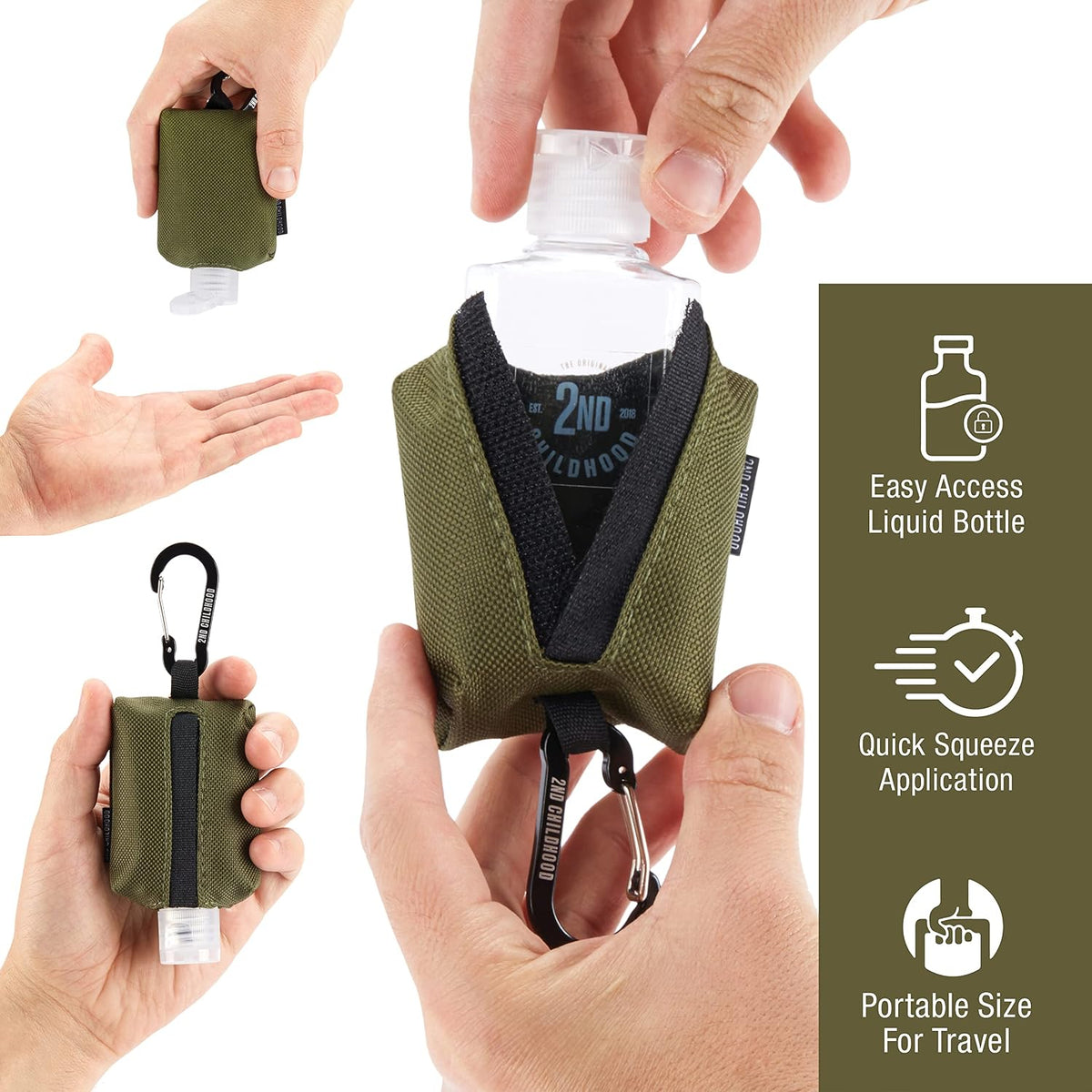 Mini Travel Hand Sanitizer Keychain Holder Case, Clip-On