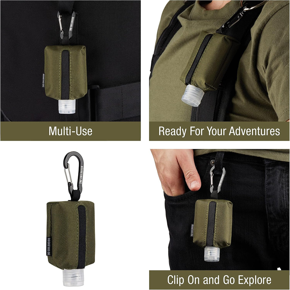 Mini Travel Hand Sanitizer Keychain Holder Case, Clip-On