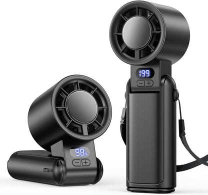 Portable Handheld Turbo Fan, 1-199 Speed Adjustable, Black