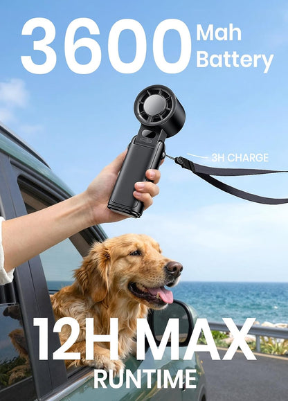 Portable Handheld Turbo Fan, 1-199 Speed Adjustable, Black