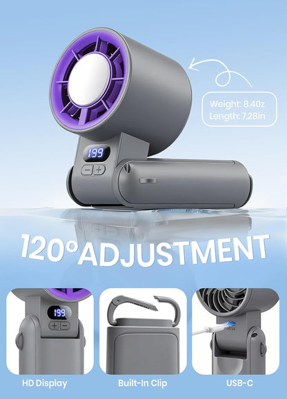 Portable Handheld Turbo Fan, 1-199 Speed Adjustable, Black