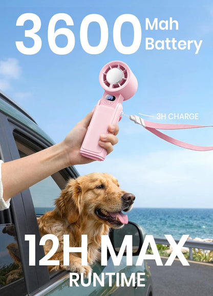 Portable Handheld Turbo Fan, 1-199 Speed Adjustable, Black