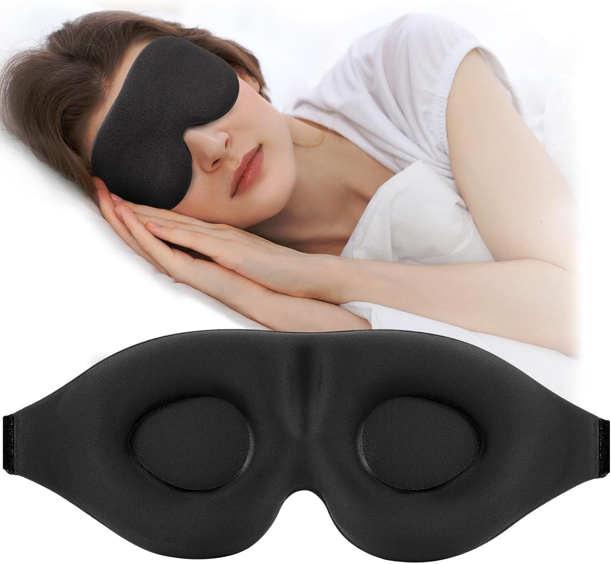 Sleep Mask for Side Sleeper, Light Blocking Eye Mask for Women Men