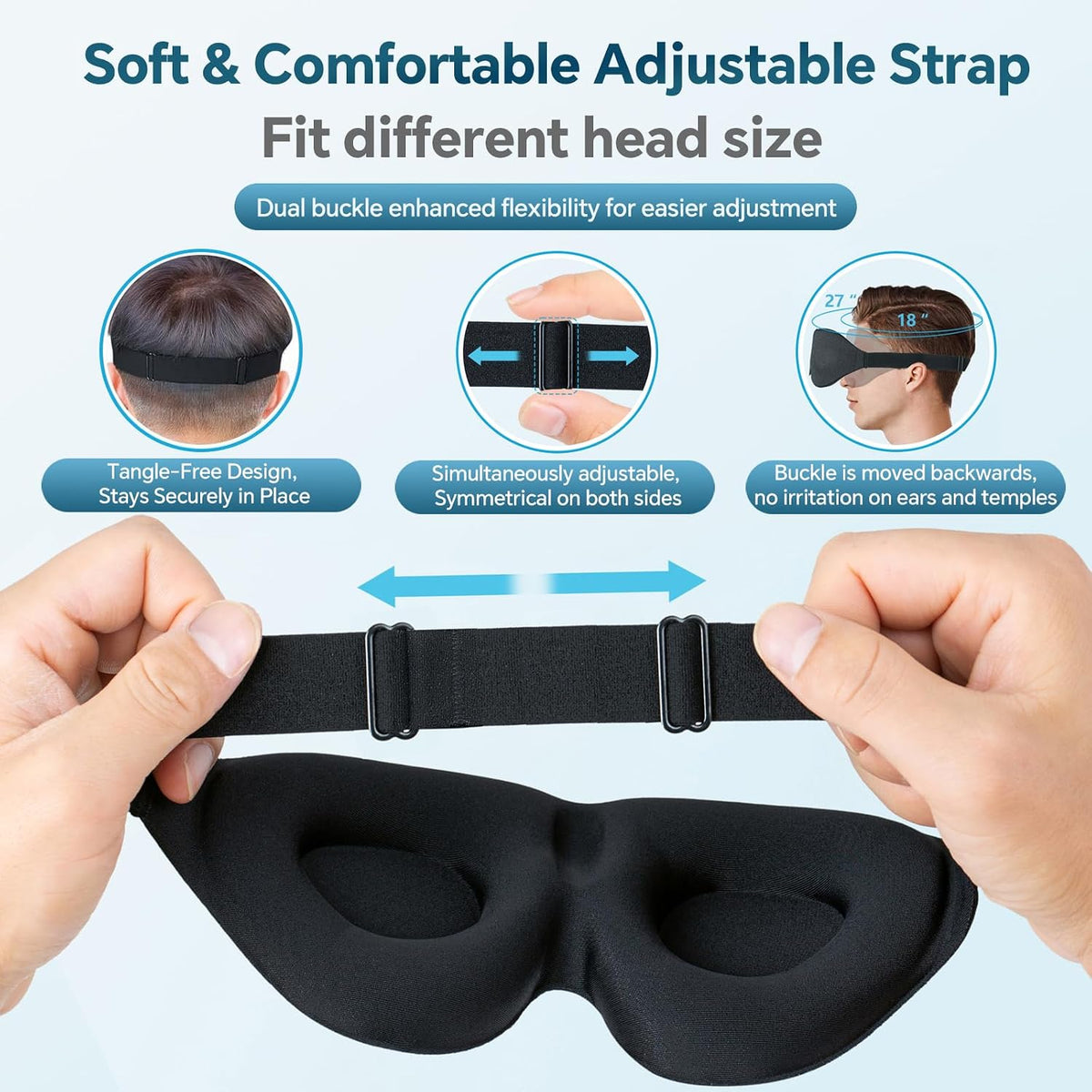 Sleep Mask for Side Sleeper, Light Blocking Eye Mask for Women Men