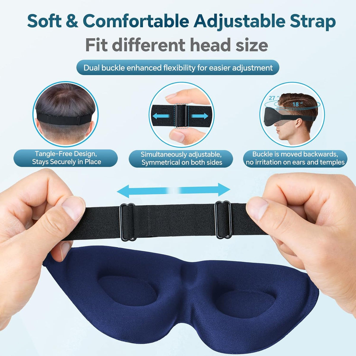 Sleep Mask for Side Sleeper, Light Blocking Eye Mask for Women Men