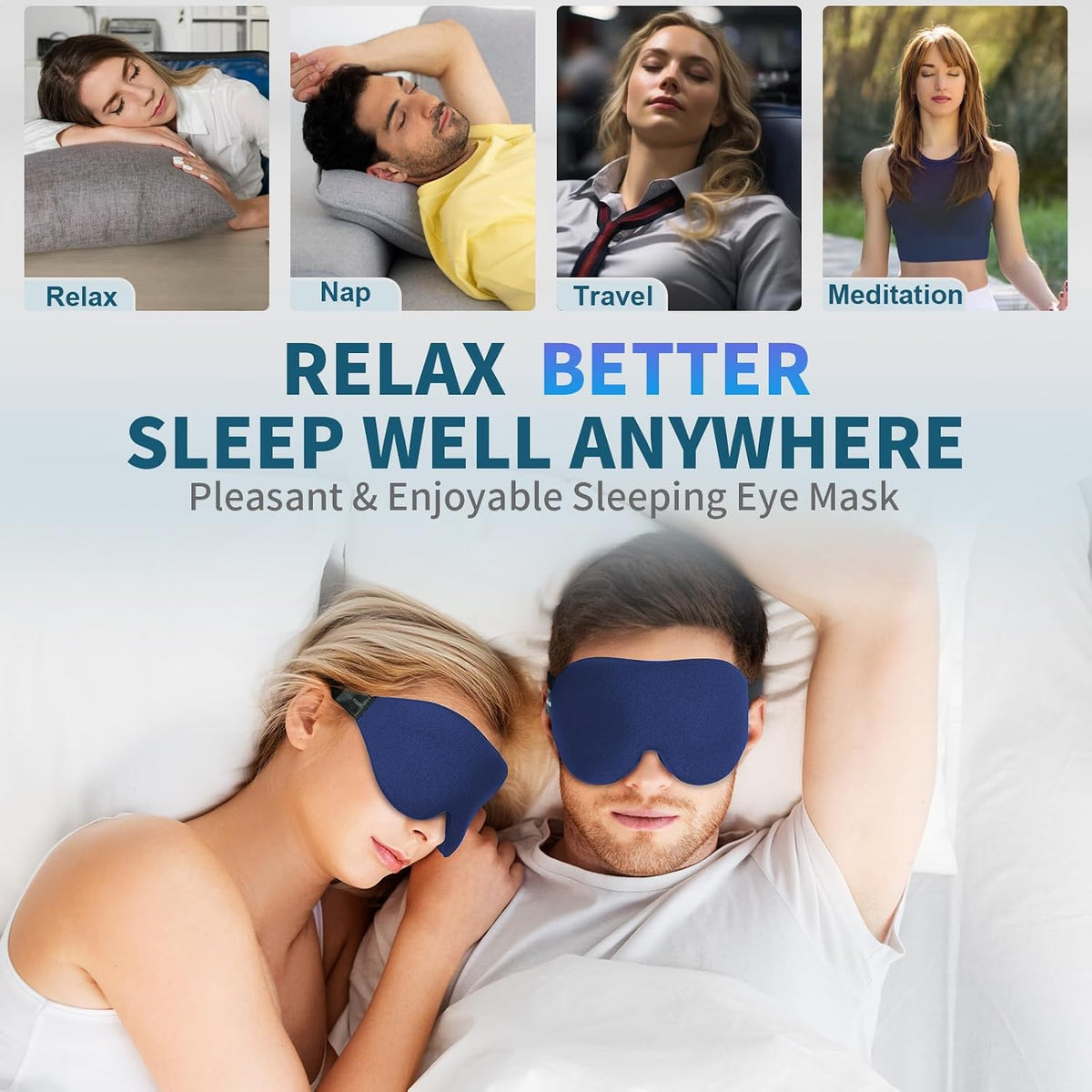 Sleep Mask for Side Sleeper, Light Blocking Eye Mask for Women Men