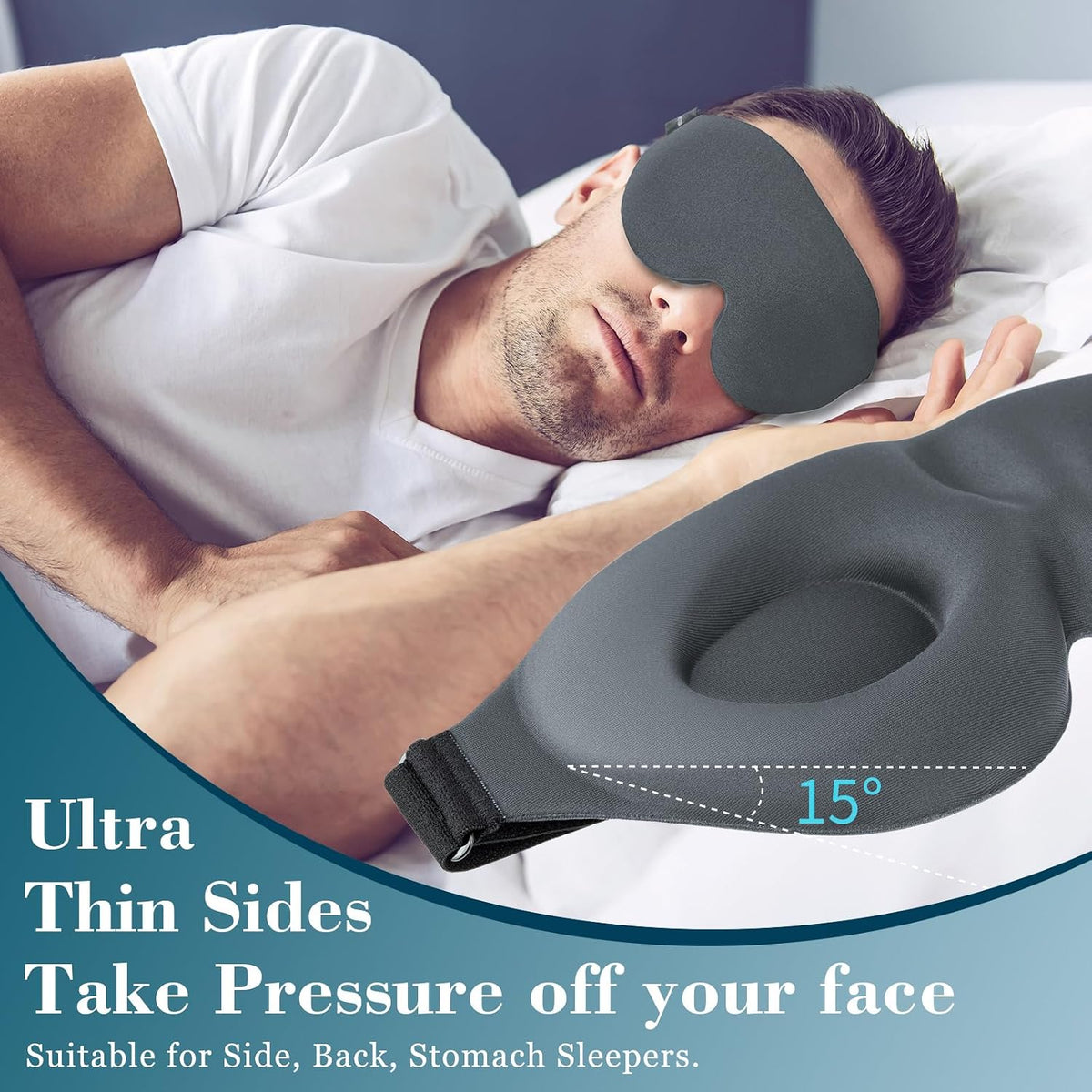 Sleep Mask for Side Sleeper, Light Blocking Eye Mask for Women Men