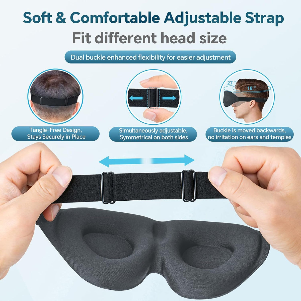 Sleep Mask for Side Sleeper, Light Blocking Eye Mask for Women Men