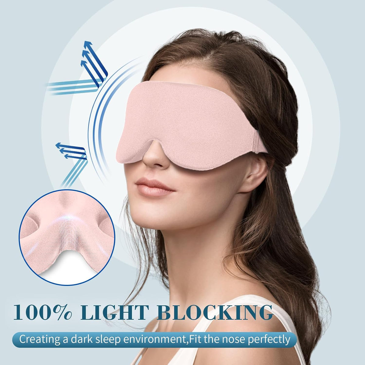 Sleep Mask for Side Sleeper, Light Blocking Eye Mask for Women Men