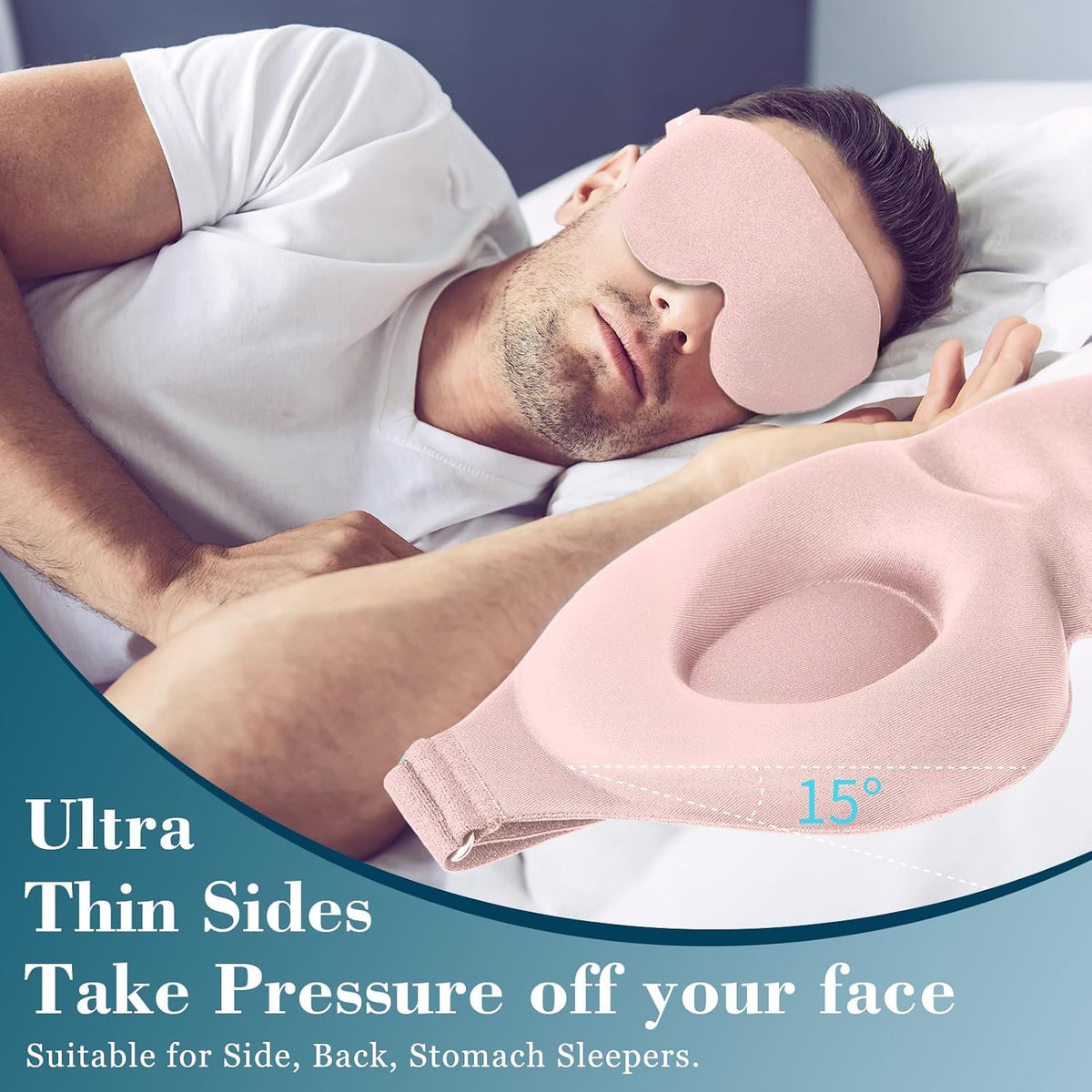 Sleep Mask for Side Sleeper, Light Blocking Eye Mask for Women Men