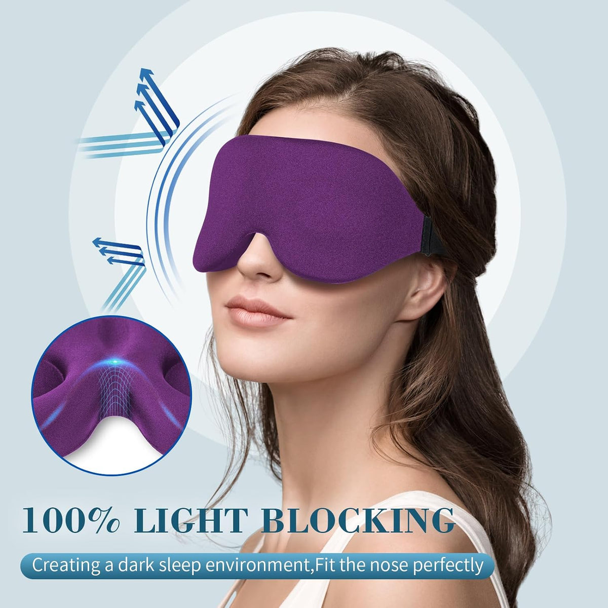 Sleep Mask for Side Sleeper, Light Blocking Eye Mask for Women Men