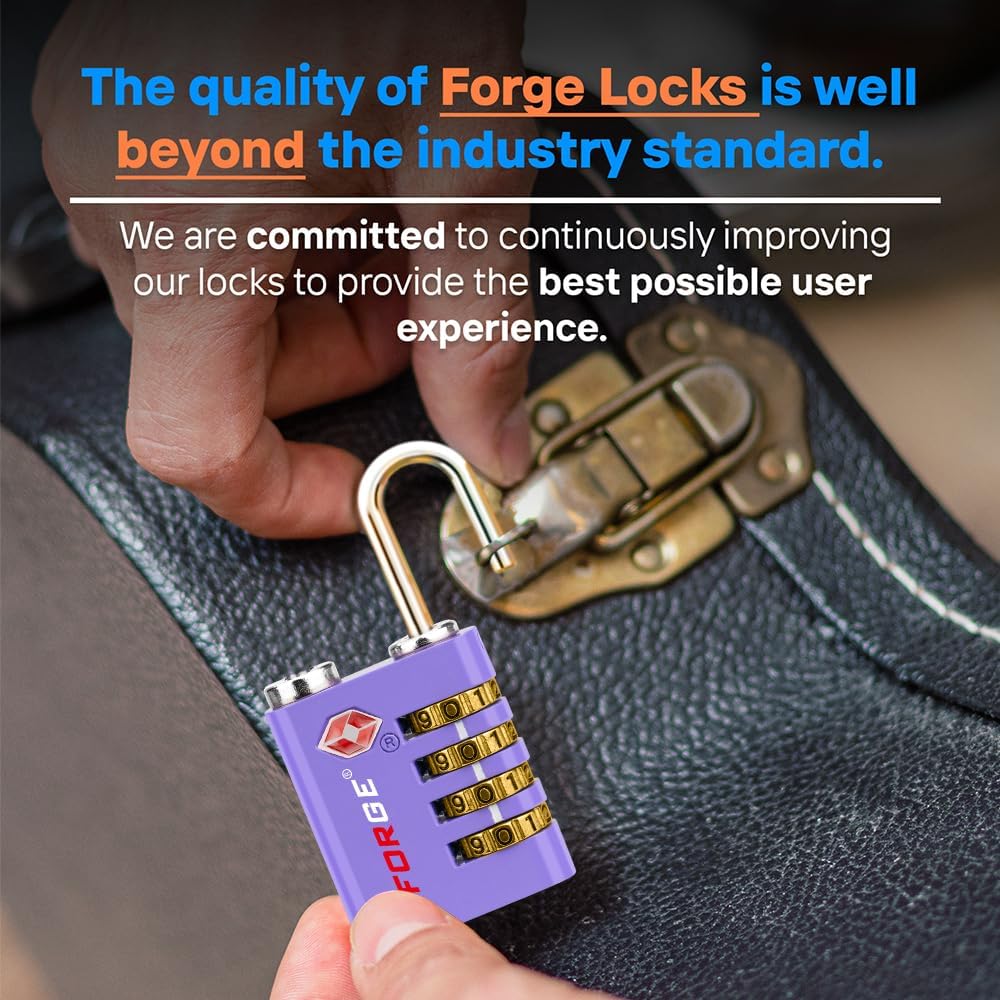 Dual-Opening: Key or Combination Access Lock, TSA Approved Locks for Luggage, Pelican case, Travel, Gym, School, Stainless Steel Shackle. (Blue 2 Pk)