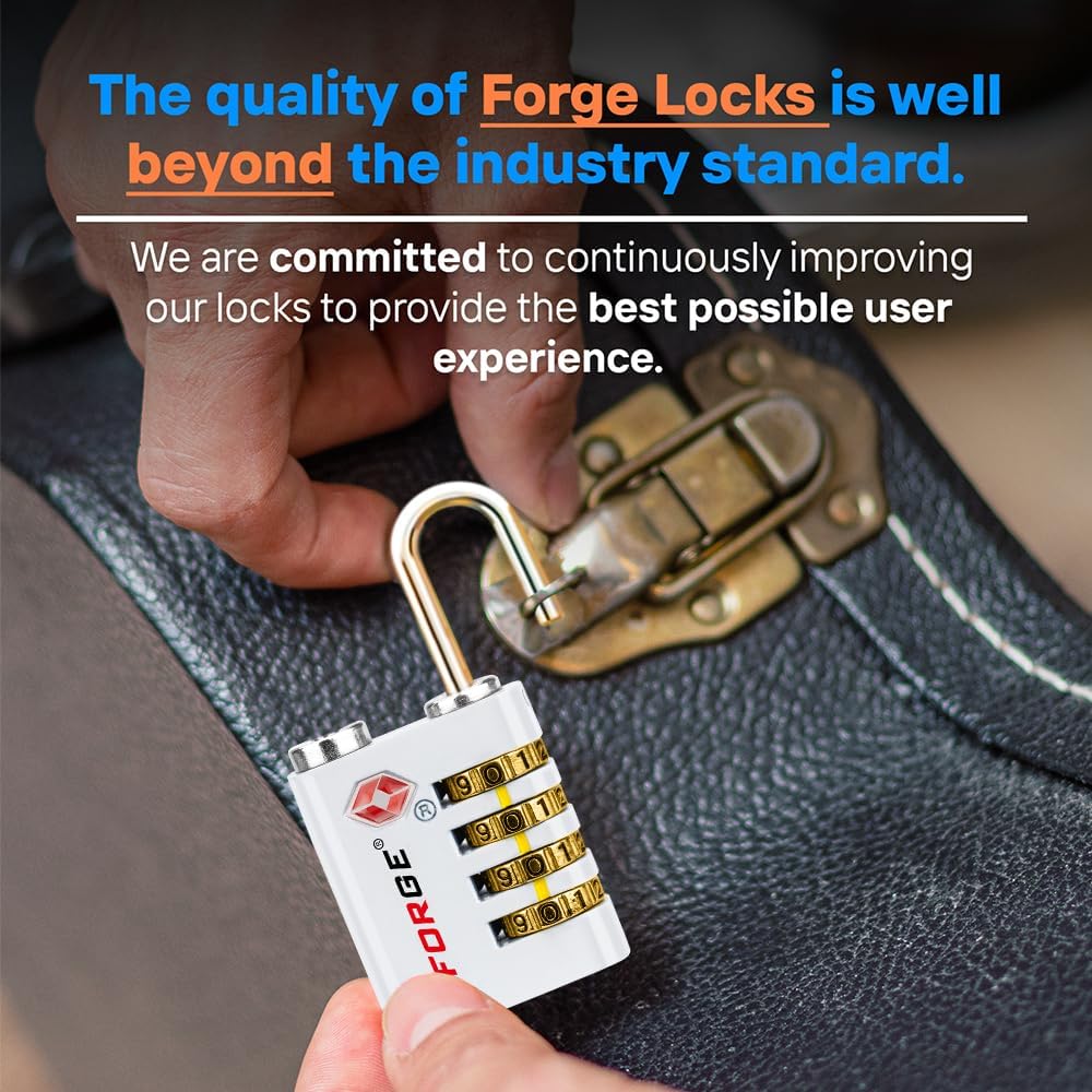 Dual-Opening: Key or Combination Access Lock, TSA Approved Locks for Luggage, Pelican case, Travel, Gym, School, Stainless Steel Shackle. (Blue 2 Pk)