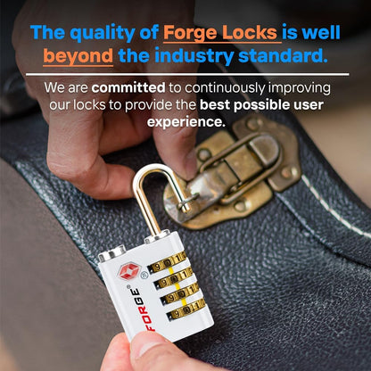 Dual-Opening: Key or Combination Access Lock, TSA Approved Locks for Luggage, Pelican case, Travel, Gym, School, Stainless Steel Shackle. (Blue 2 Pk)