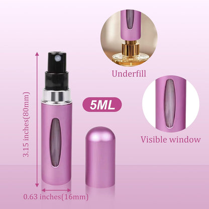 12 PCS Travel Refillable Perfume Atomizer Bottles,5ml Mini Portable Spray Bottles for Travel Accessories,Multicolor Perfume Containers
