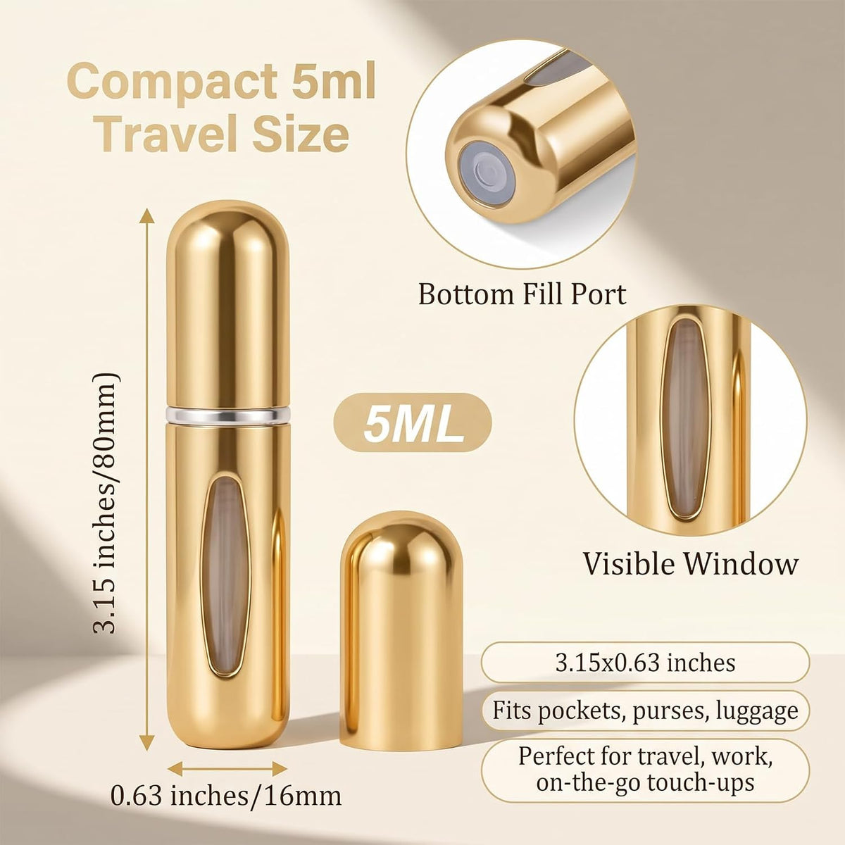 12 PCS Travel Refillable Perfume Atomizer Bottles,5ml Mini Portable Spray Bottles for Travel Accessories,Multicolor Perfume Containers