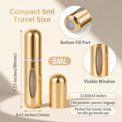12 PCS Travel Refillable Perfume Atomizer Bottles,5ml Mini Portable Spray Bottles for Travel Accessories,Multicolor Perfume Containers