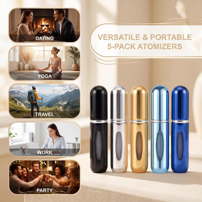 12 PCS Travel Refillable Perfume Atomizer Bottles,5ml Mini Portable Spray Bottles for Travel Accessories,Multicolor Perfume Containers