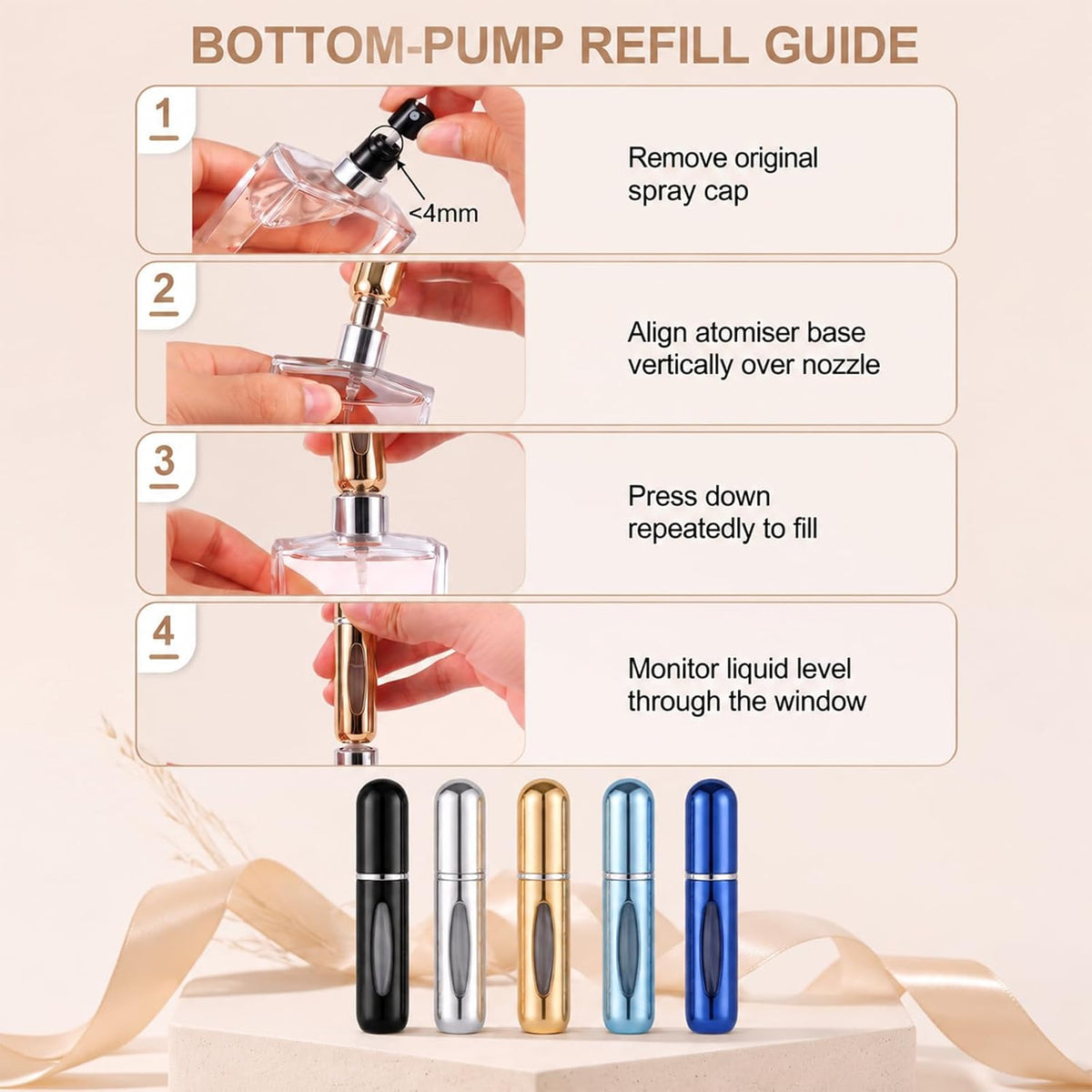 12 PCS Travel Refillable Perfume Atomizer Bottles,5ml Mini Portable Spray Bottles for Travel Accessories,Multicolor Perfume Containers