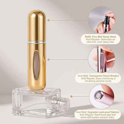 12 PCS Travel Refillable Perfume Atomizer Bottles,5ml Mini Portable Spray Bottles for Travel Accessories,Multicolor Perfume Containers