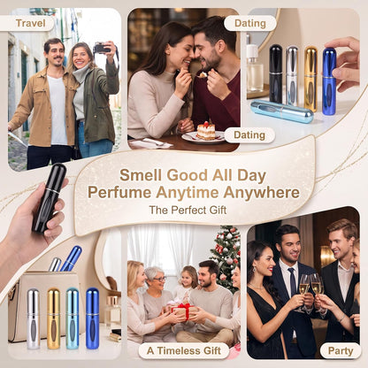 12 PCS Travel Refillable Perfume Atomizer Bottles,5ml Mini Portable Spray Bottles for Travel Accessories,Multicolor Perfume Containers
