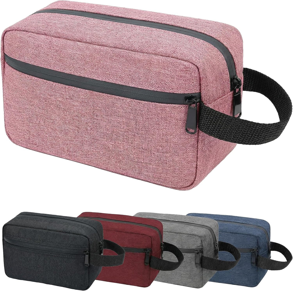 DSYSC Travel Toiletry Bag for Women Men, Small Makeup Bag, Water-Resistant Cosmetic Bag, Cosmetic Pouch, Traveling Dopp Kit, Travel Essentials Accessories (Black)