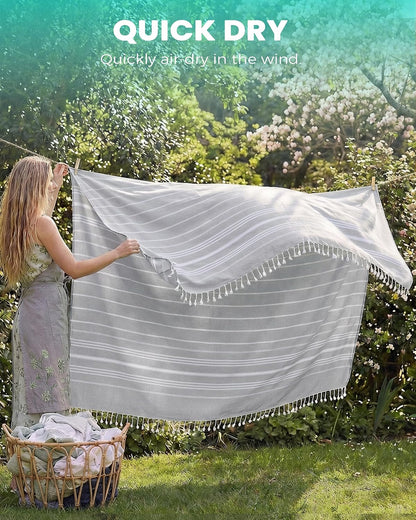 Antfuny Turkish Beach Towels Vacation Essentials Quick Dry Sand Free Oversized Bath Pool Swim Towel Extra Large XL Blanket Adult Travel Cruise Accessories Must Haves Clearance Stuff Necessities - Colors A