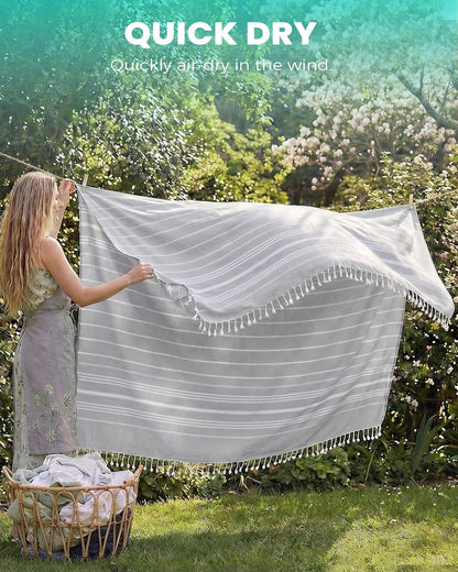 Antfuny Turkish Beach Towels Vacation Essentials Quick Dry Sand Free Oversized Bath Pool Swim Towel Extra Large XL Blanket Adult Travel Cruise Accessories Must Haves Clearance Stuff Necessities - Colors C