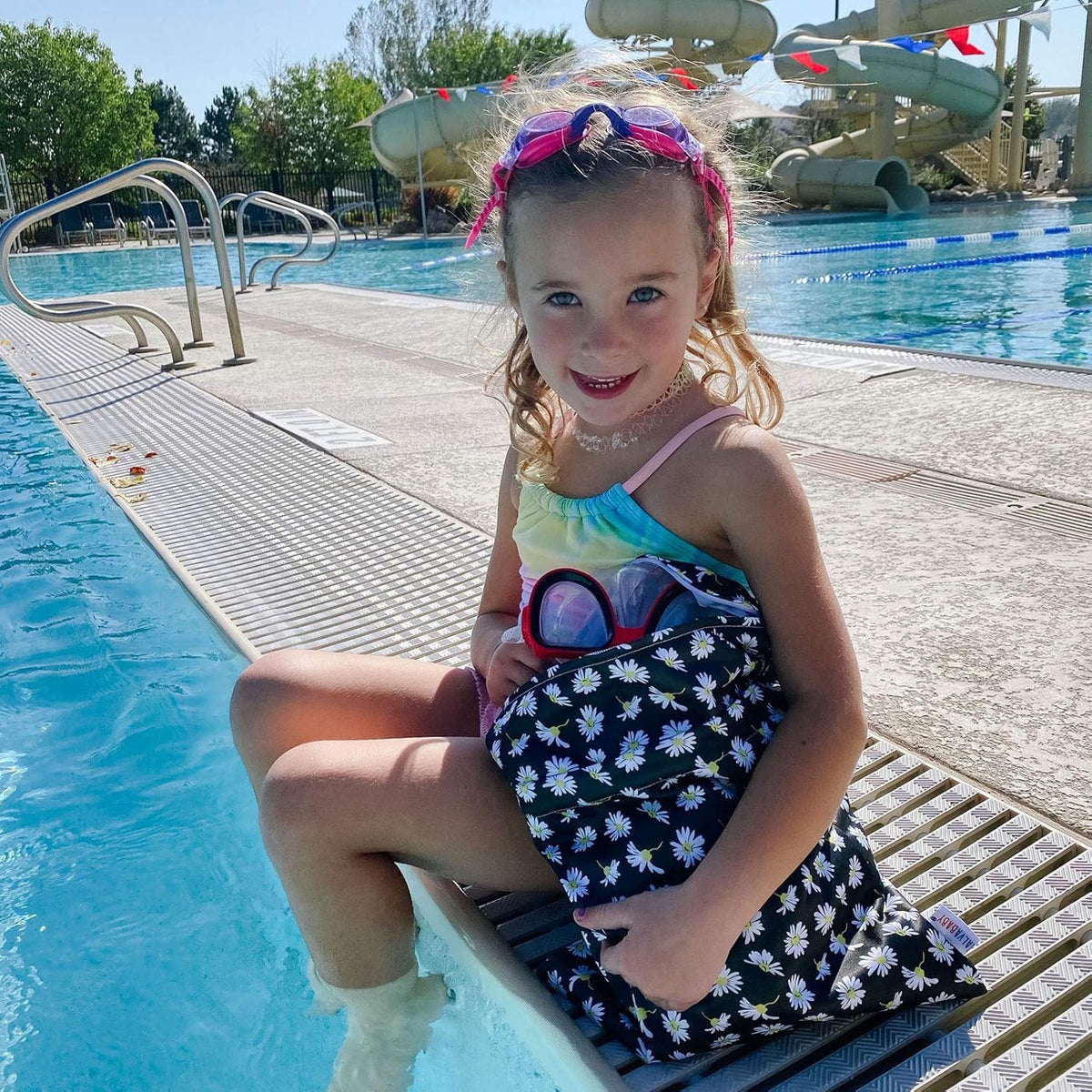 ALVA ALVABABY 3pcs Baby Cloth Diaper Wet/Dry Bags|Waterproof Reusable with Two Pockets|Travel, Beach, Pool, Daycare, Soiled Baby Items,Yoga,Gym Bag for Swimsuits or Wet Clothes 3L-ZM09 - Colors A