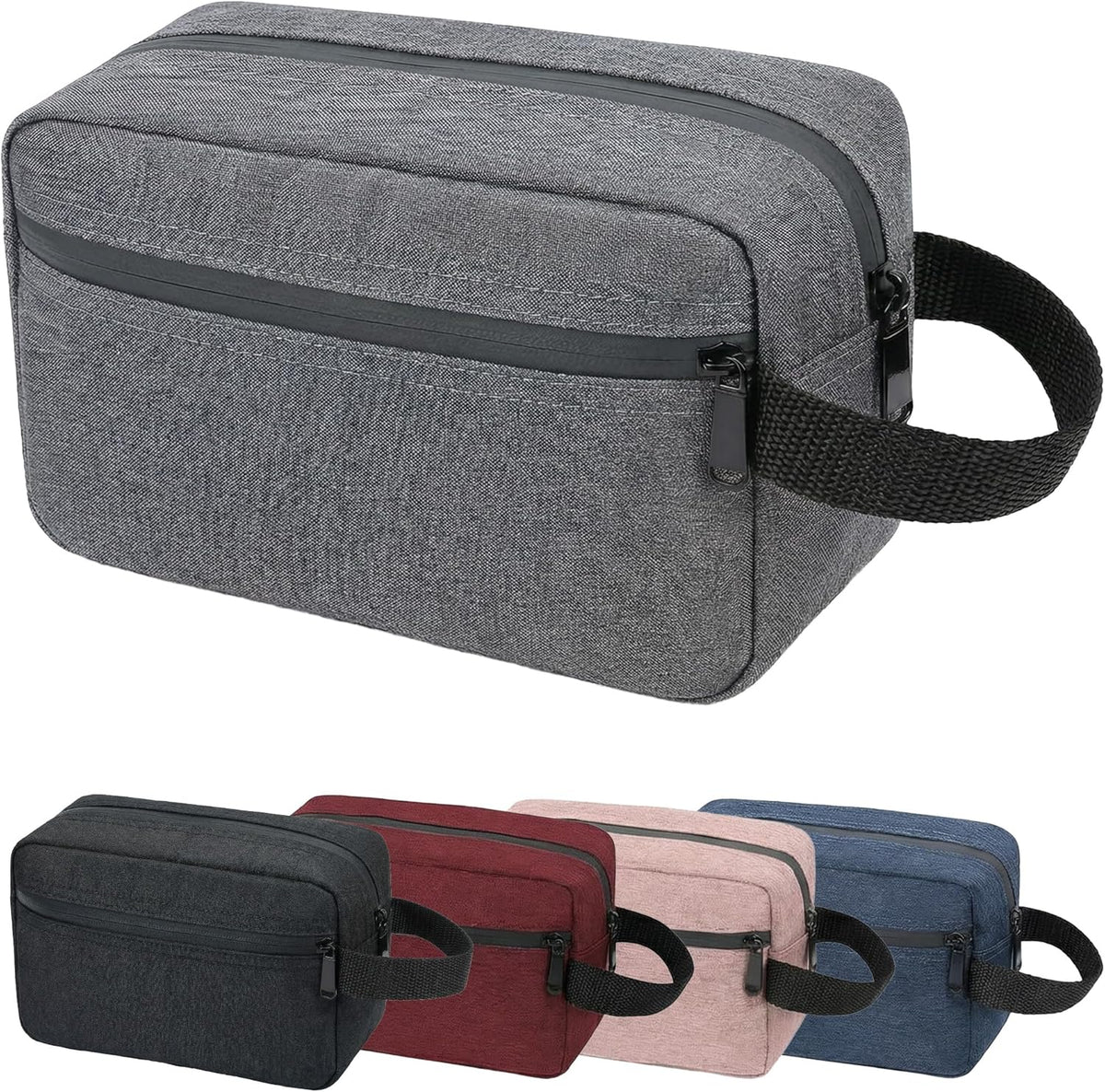 DSYSC Travel Toiletry Bag for Women Men, Small Makeup Bag, Water-Resistant Cosmetic Bag, Cosmetic Pouch, Traveling Dopp Kit, Travel Essentials Accessories (Black)