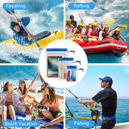 HEETA 5-Pack Clear Waterproof Dry Bag Pouch, Water Tight Cases Dry Bags Document Holder for Camera Mobile Phone Maps, Kayaking Boating