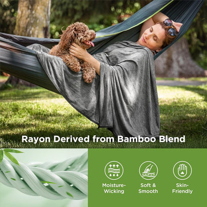 Bedsure Silky Soft Summer Cooling Blanket for Hot Sleepers, Rayon Derived from Bamboo Cold Throw Blanket for Couch, Lightweight Bed Cooling Throw Camping Picnic Travel Outdoor Dorm Essentials, 50x70