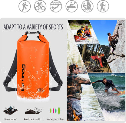 IDRYBAG Dry Bag for Kayaking Waterproof 2L/5L/10L/15L/20L, Small Dry Sack Waterproof Bag for Boating
