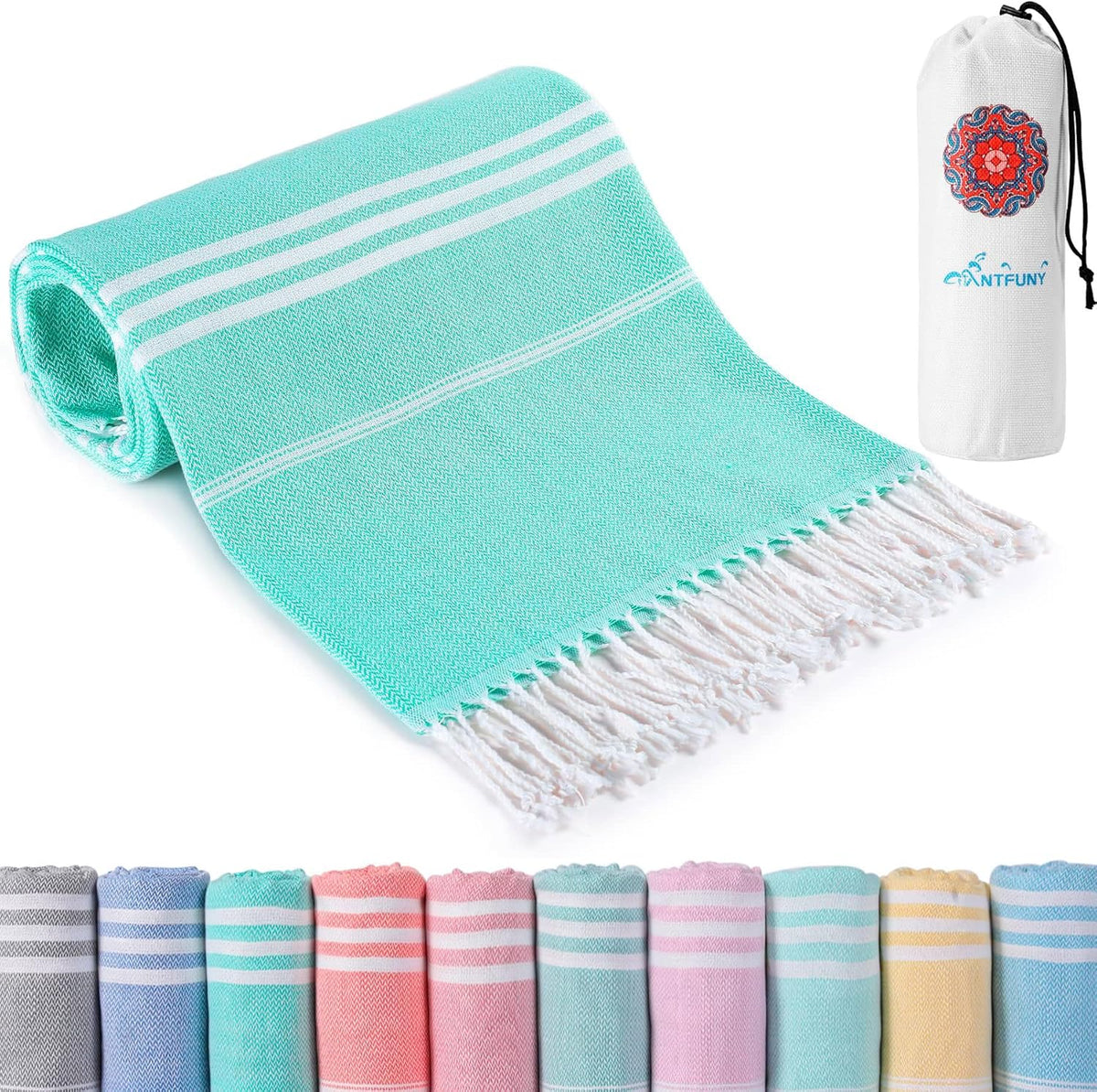 Antfuny Turkish Beach Towels Vacation Essentials Quick Dry Sand Free Oversized Bath Pool Swim Towel Extra Large XL Blanket Adult Travel Cruise Accessories Must Haves Clearance Stuff Necessities - Colors A